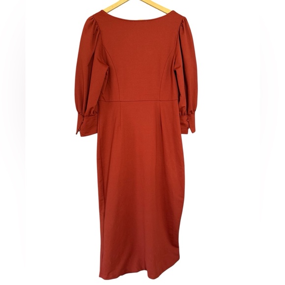 Betsey Johnson Womens Side Slit
Long Maxi Dress Burnt Orange Puff Sleeve LARGE - Picture 3 of 12